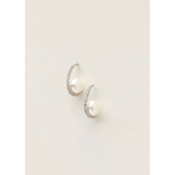 Dorothea Silver Pearl Hoop Earrings