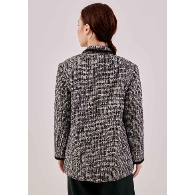 Bysha Shoulder Padded Tweed Blazer
