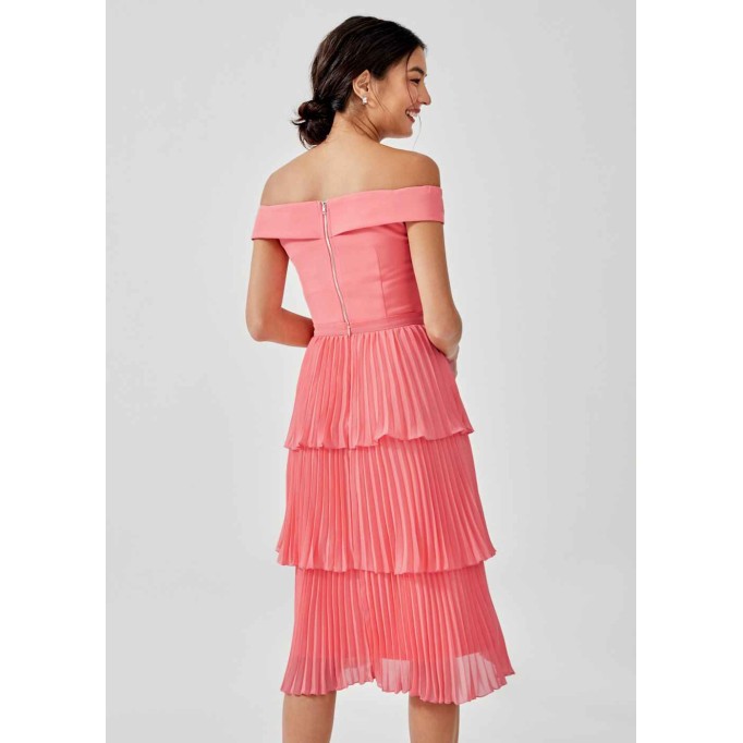 Sorelle Pleated Tier Midi Skirt