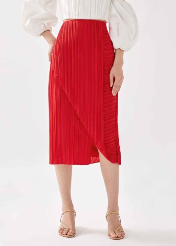 Sorrel Pleated Foldover Midi Skirt