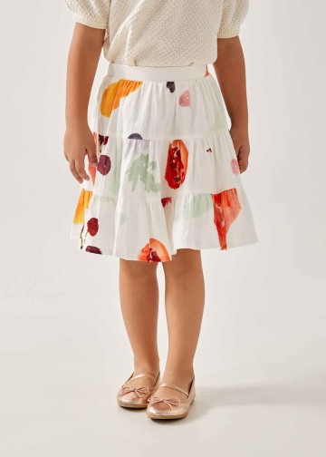 Jora Tiered Elastic Waist Skirt in Fruity Harvest