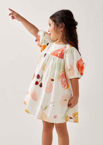Omri Cotton Babydoll Dress in Fruity Harvest
