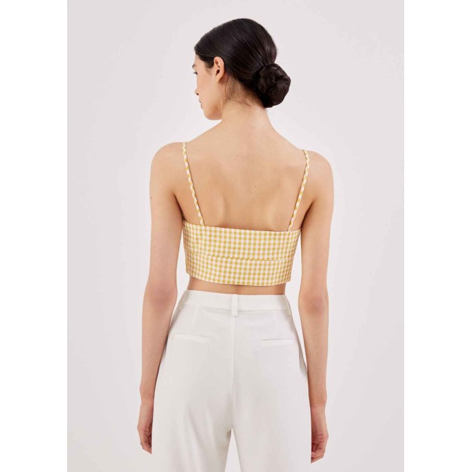 Riella Gingham Bustier Padded Crop Top