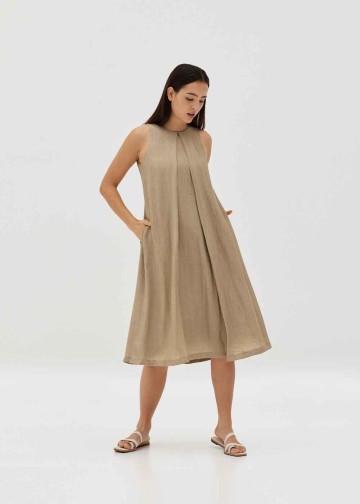 Joylynn Textured Trapeze Pleat Dress