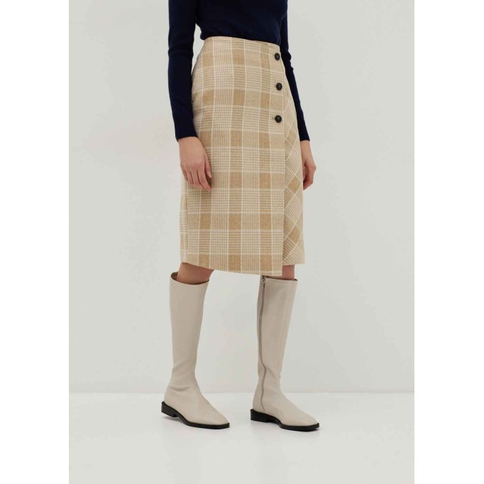 Aurinda Plaid Asymmetrical Pencil Skirt