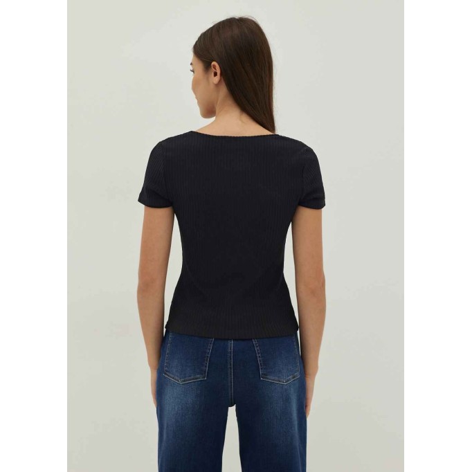 Trinity Ribbed Jersey Square Neck Top