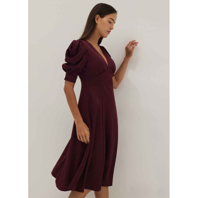 Cambrie Padded Cowl Sleeve Dress