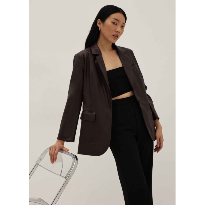 Jalessa Tailored Faux Leather Blazer