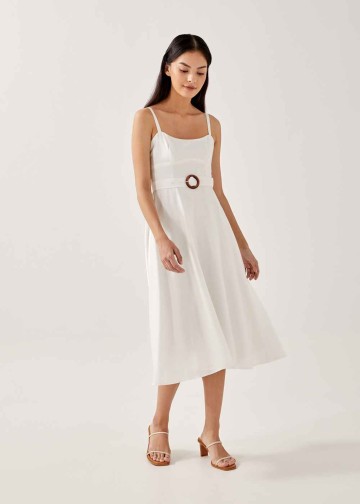 Rorra Belted Fit & Flare Midi Dress