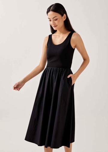 Lennie Contrast Padded Midi Dress