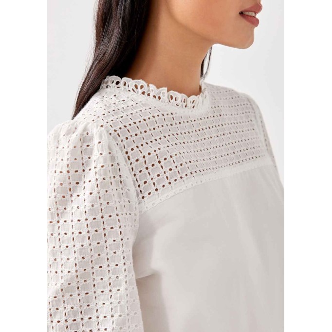 Nico Contrast Broderie Blouse