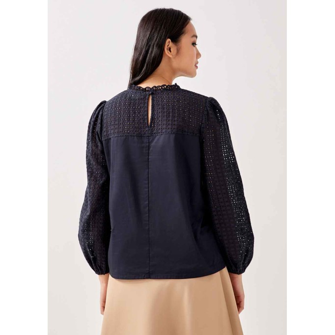 Nico Contrast Broderie Blouse