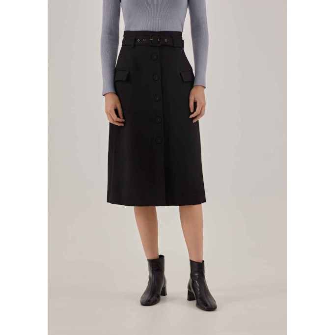 Vianey Belted A-line Skirt