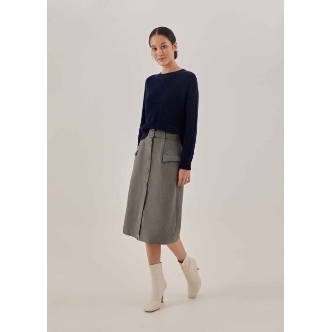 Vianey Belted A-line Skirt