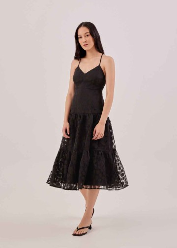 Asha Padded Textured Jacquard Dress
