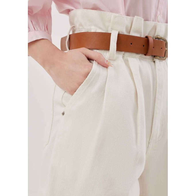 Leyla Denim Belted Elastic Paperbag Shorts