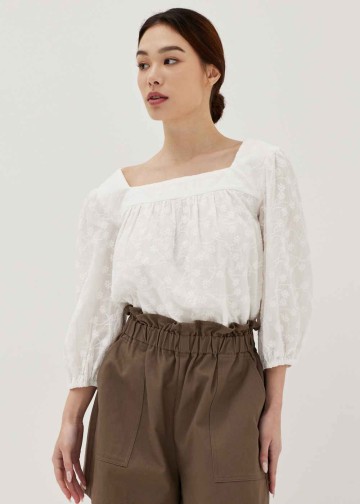 Janna Square Neck Broderie Top