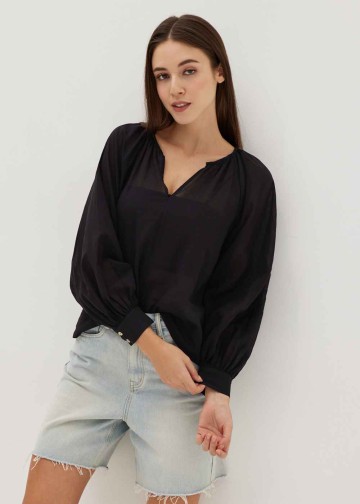 Elysia Relaxed Cotton Puff Sleeve Top