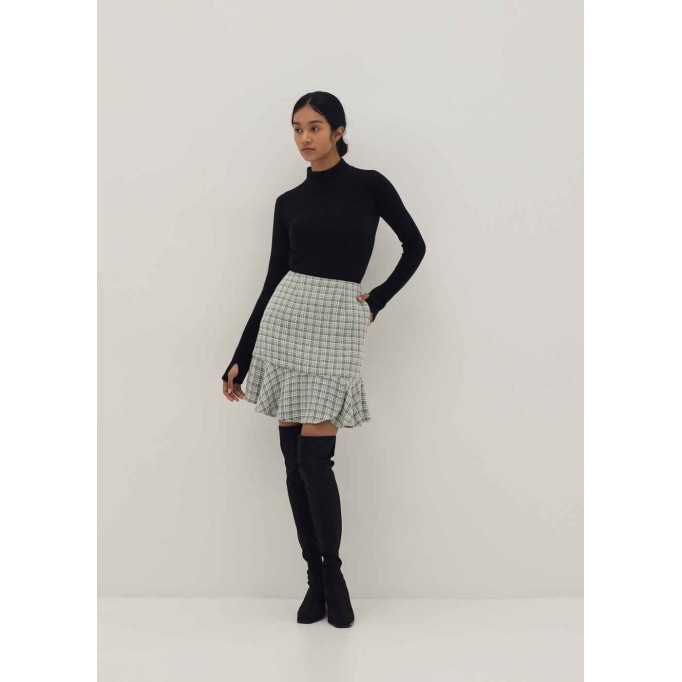 Melanie Tweed Ruffle Mini Skirt