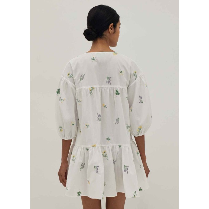 Felicia Embroidered Drop Waist Shirt Dress