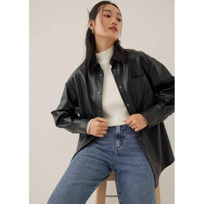 Austeen Relaxed Pleather Shirt