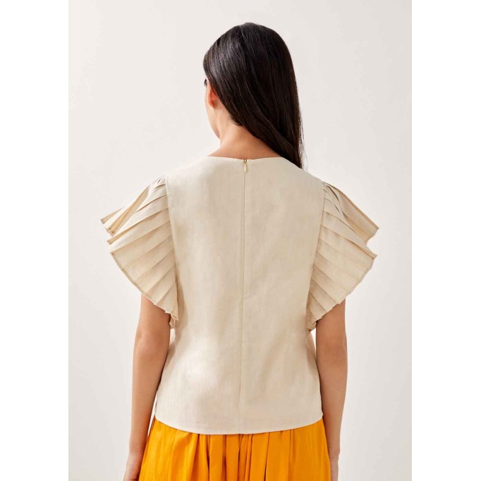 Anaiah Linen Pleated Sleeves Top