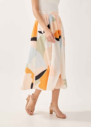 Gracen Ruched Flare Midi Skirt in Alluring Bloom