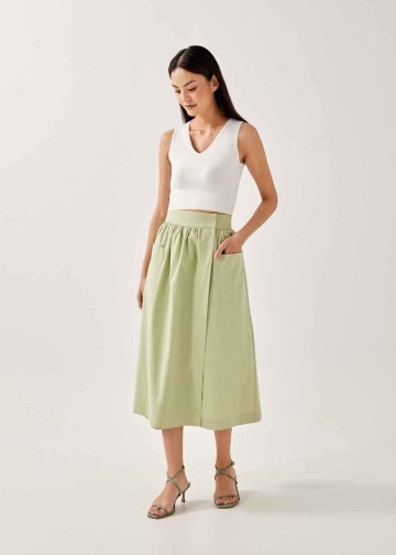 Deanna Patch Pocket Wrap Skirt