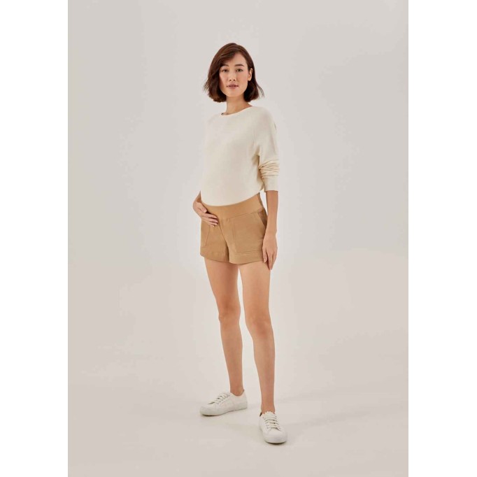 Zenni Maternity Elastic Cotton Twill Shorts