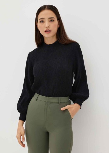 Laila High Neck Puff Sleeve Top