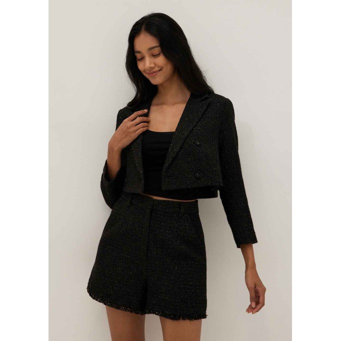 Shiloh Tweed Double Breasted Crop Blazer