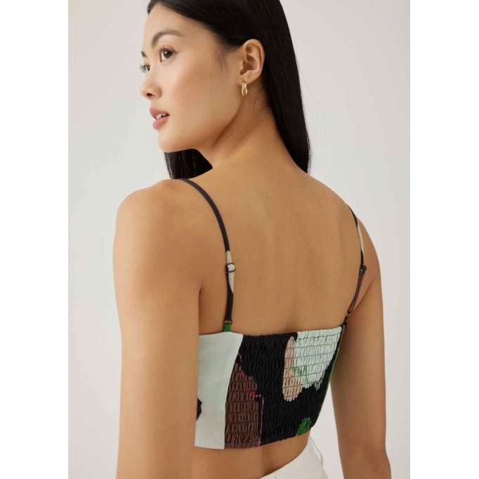 Dolce Smocked Bustier Top in Artful Blooms