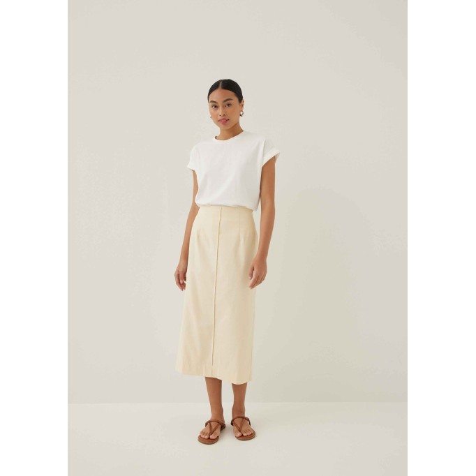 Henriette Linen Column Midi Skirt