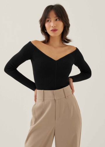 Rayla Fitted Off Shoulder Knit Top