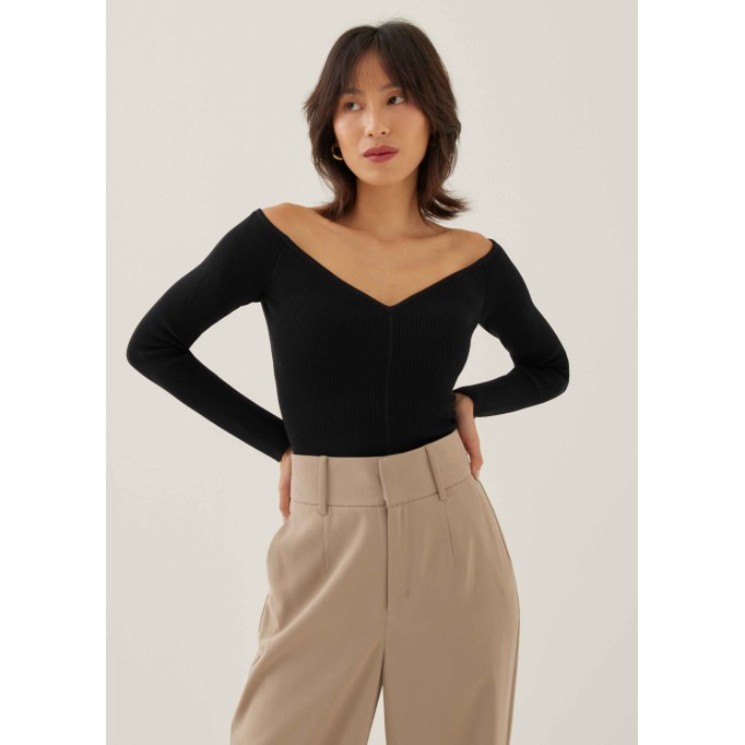 Rayla Fitted Off Shoulder Knit Top